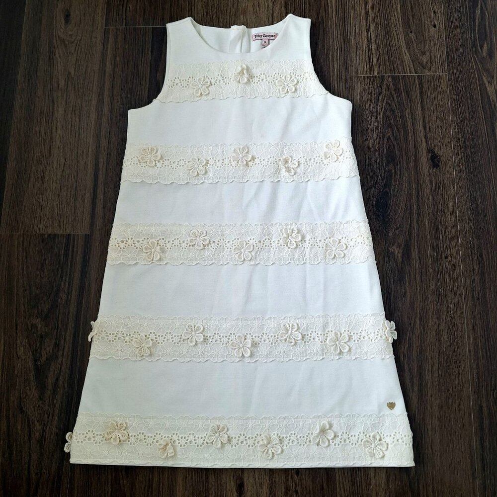 💙 Juicy Couture Soft Thick Floral Embroidered Dress Size 12 Romantic Girly Form